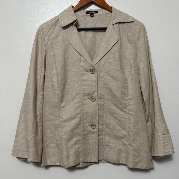 Rafaella Linen Blend Blazer Jacket Button Down Shirt Womens Size 8 Beige Coastal - Picture 10 of 10